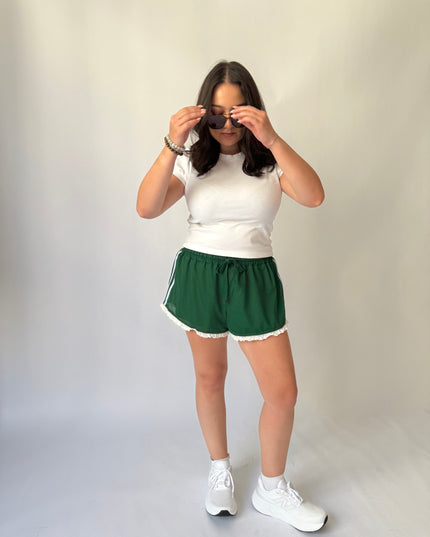 Courtside Lace Trim Shorts