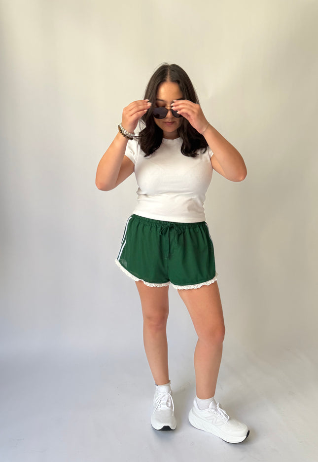Courtside Lace Trim Shorts