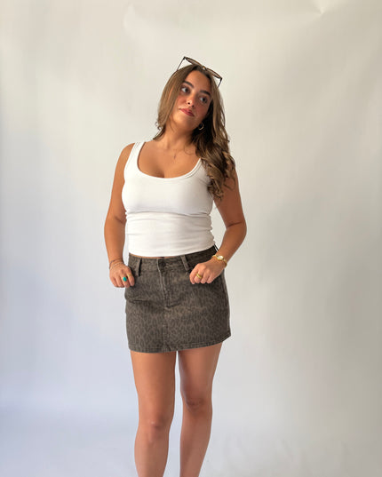 Peyton Denim Skirt (Cheetah)