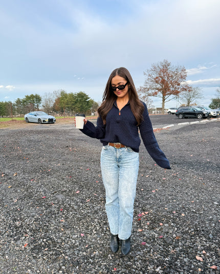 Ralphie Cable Knit Half-Zip Sweater