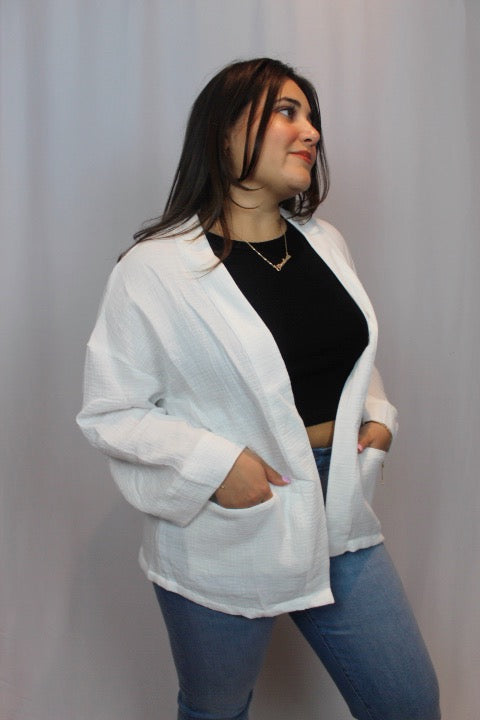 Rachel Gauze Open Front Cardigan