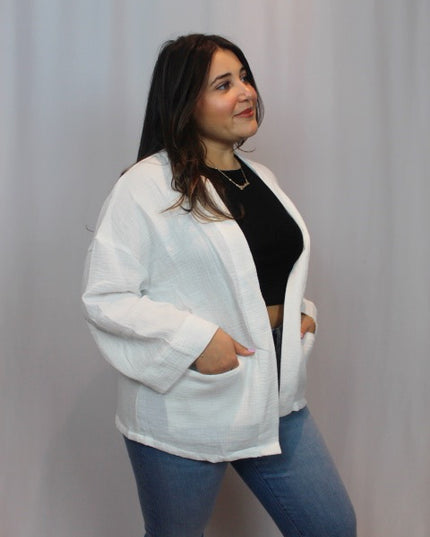 Rachel Gauze Open Front Cardigan