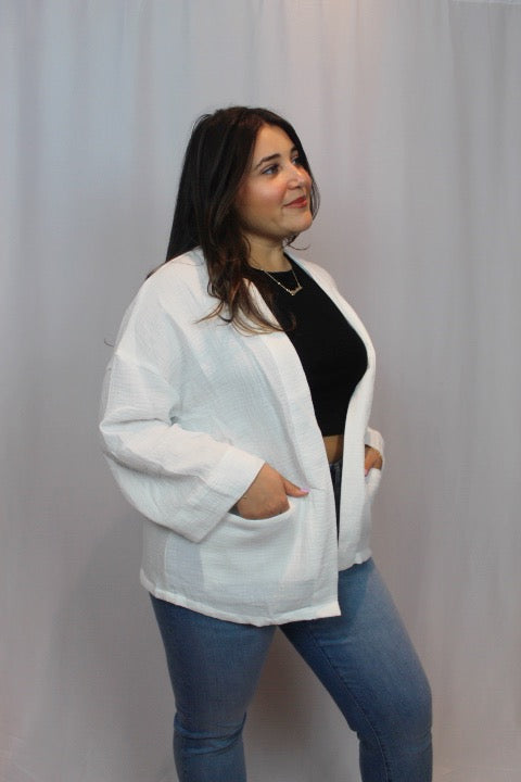 Rachel Gauze Open Front Cardigan