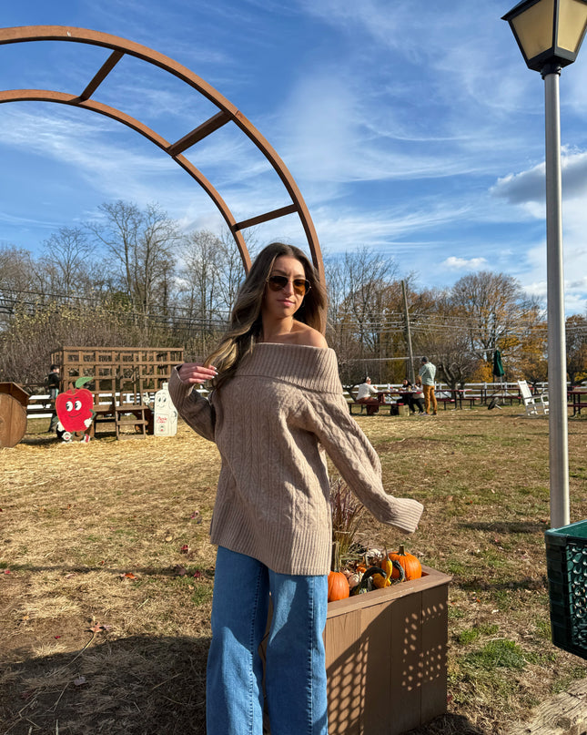 Cozy Cable Off Shoulder Sweater