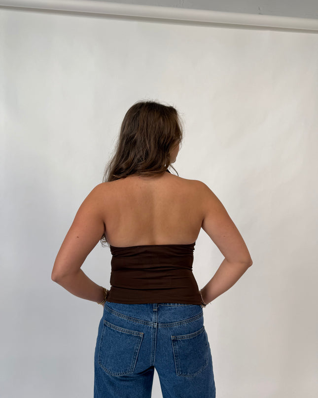 Priya Cowl Neck Top (Brown)