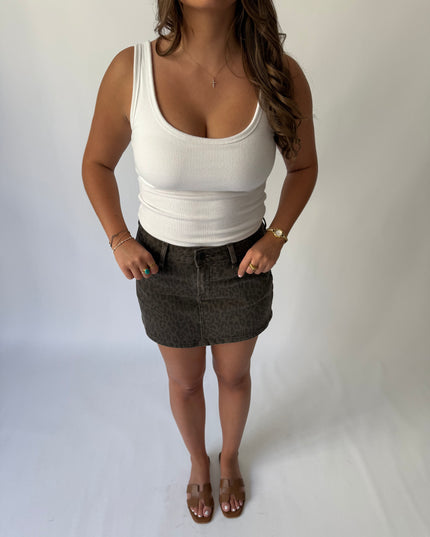 Peyton Denim Skirt (Cheetah)