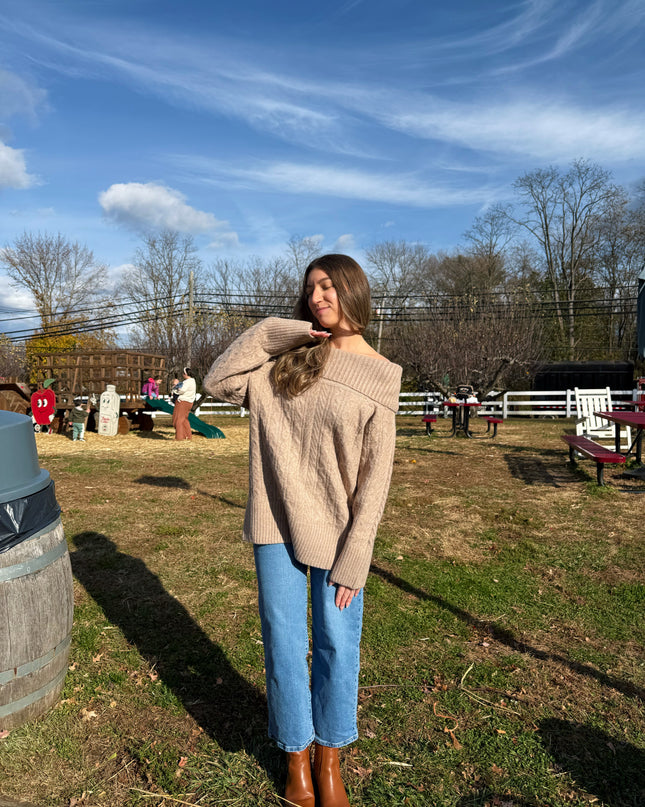 Cozy Cable Off Shoulder Sweater