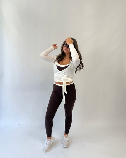 Long Sleeve V Neck Wrap Top