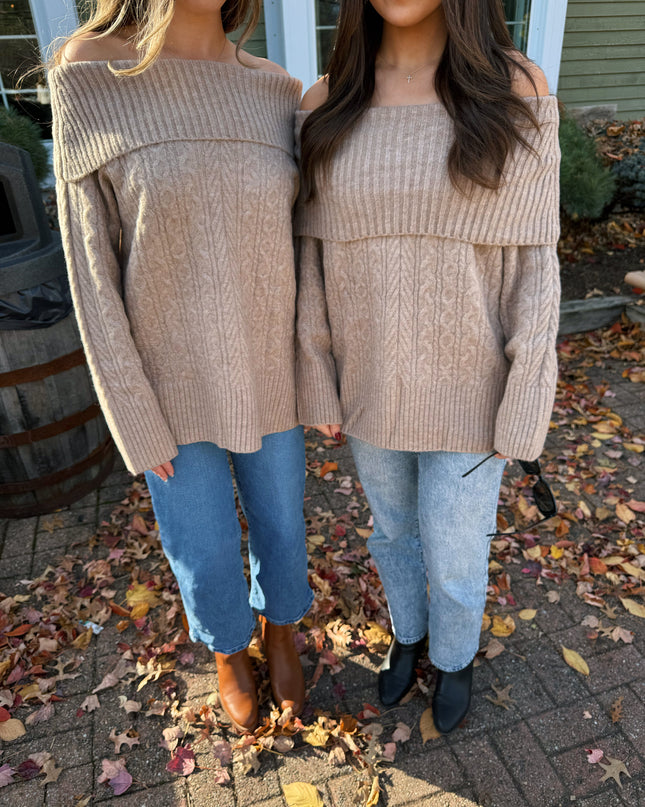 Cozy Cable Off Shoulder Sweater
