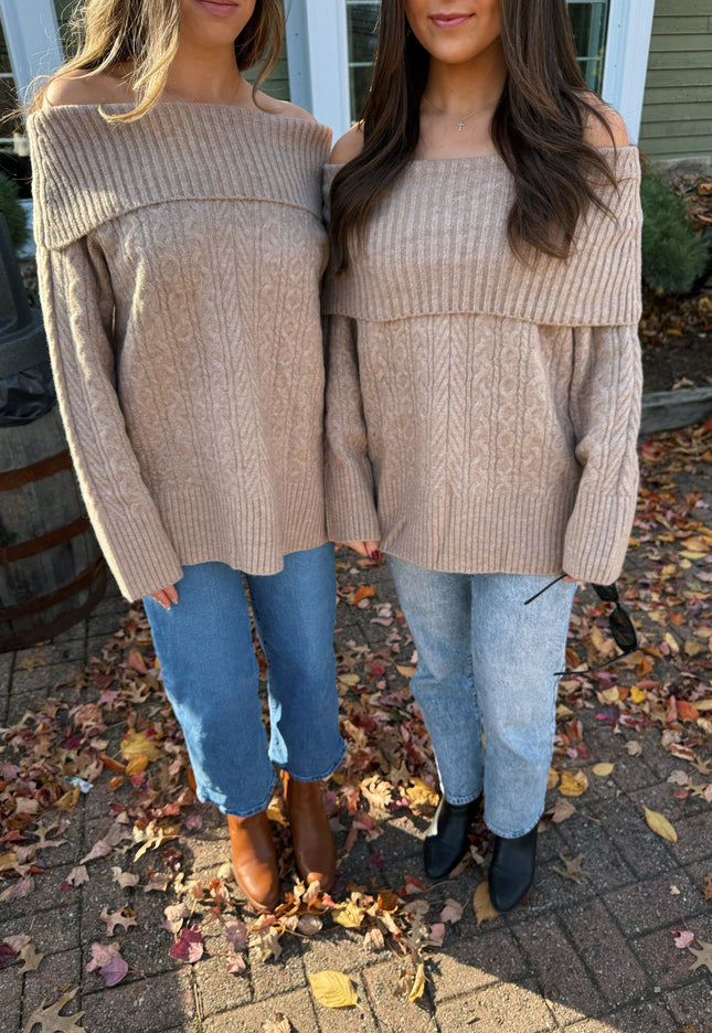 Cozy Cable Off Shoulder Sweater