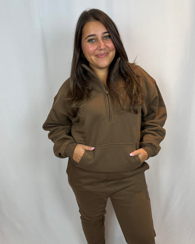 Dark Chocolate Mock Neck Sweatshirt