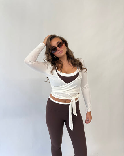 Long Sleeve V Neck Wrap Top