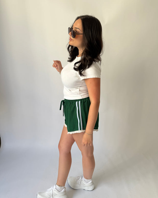 Courtside Lace Trim Shorts