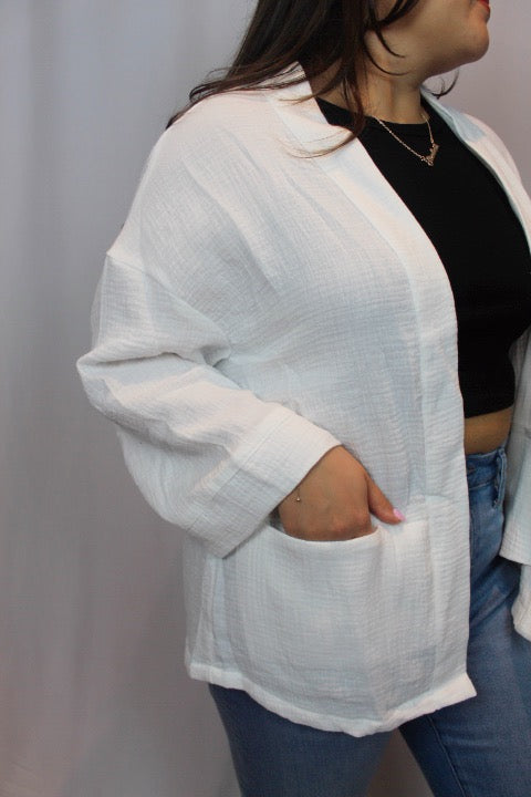 Rachel Gauze Open Front Cardigan