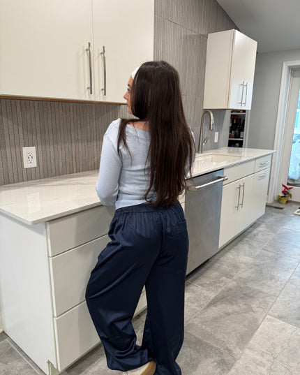 Midnight Blu Satin Pants
