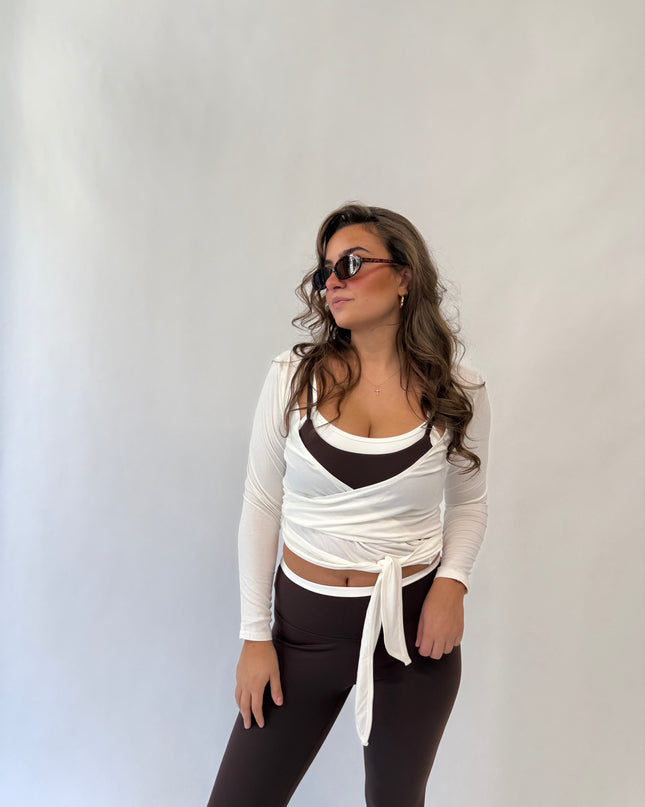 Long Sleeve V Neck Wrap Top