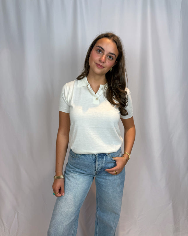 Margot Collared Short Sleeve Knit Top