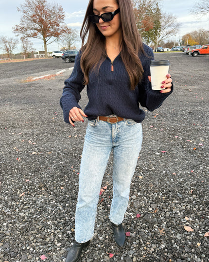 Ralphie Cable Knit Half-Zip Sweater