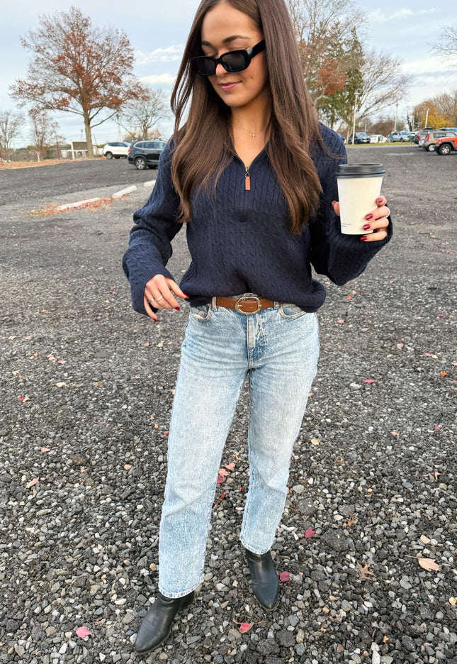 Ralphie Cable Knit Half-Zip Sweater