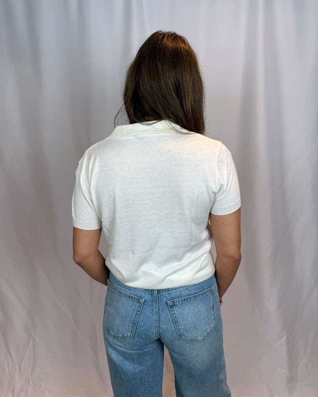 Margot Collared Short Sleeve Knit Top