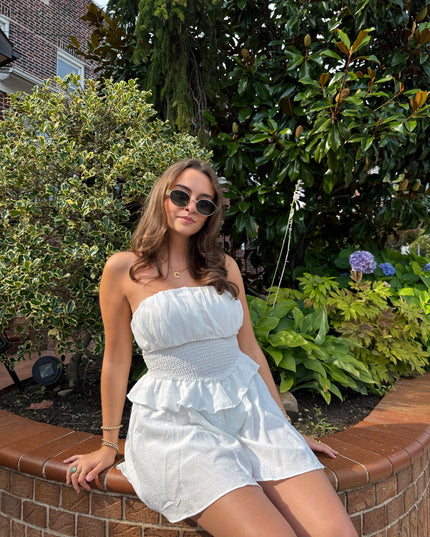 Cali Strapless Ruffled Romper
