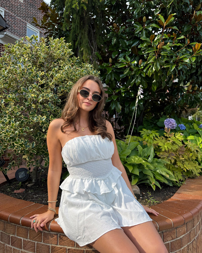 Cali Strapless Ruffled Romper