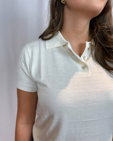 Margot Collared Short Sleeve Knit Top