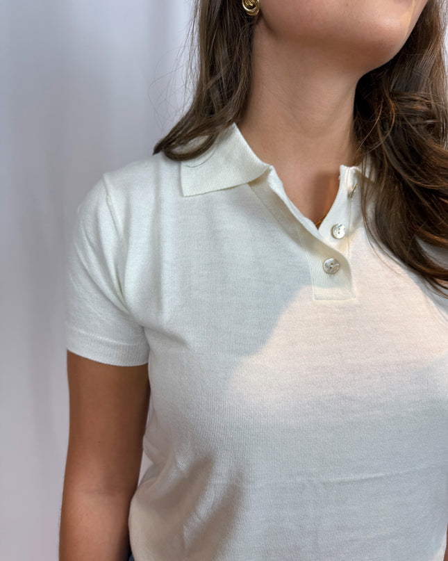 Margot Collared Short Sleeve Knit Top