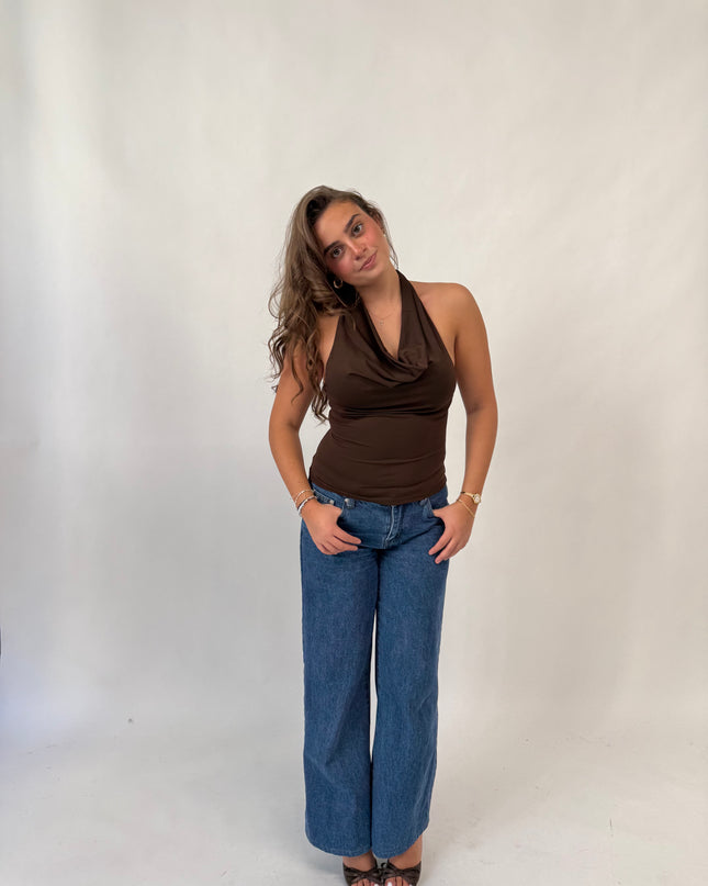 Priya Cowl Neck Top (Brown)