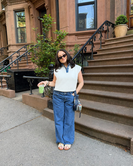 Denim Collared Top