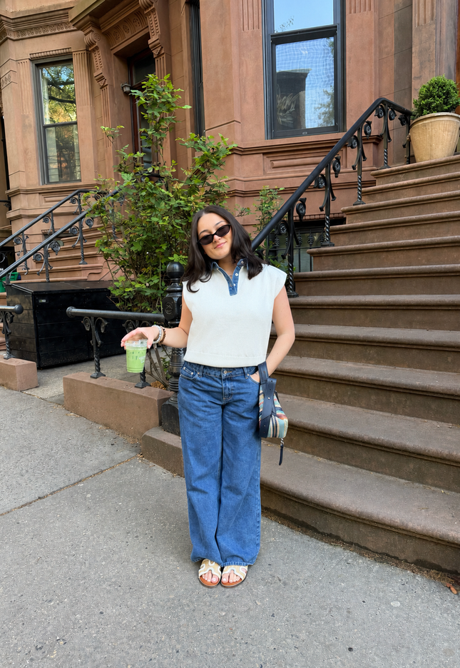 Denim Collared Top
