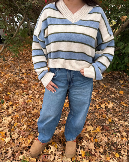 Blueberry Creme V-Neck Sweater