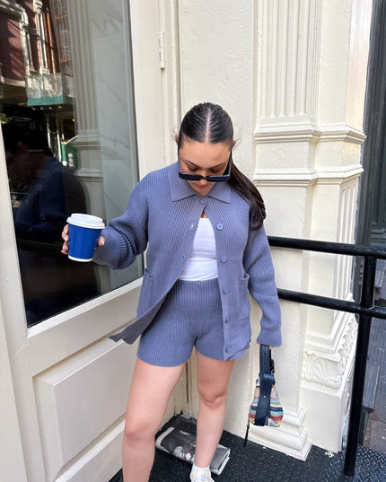 Sunday In Blue Shorts Set