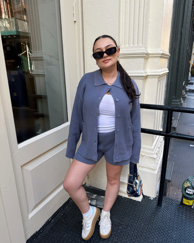 Sunday In Blue Shorts Set